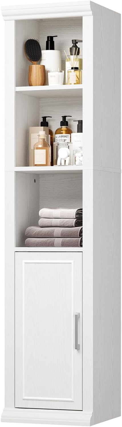Rresyet Bathroom Cabinet, 60" Tall Bathroom Storage Cabinet with Adjustable Shelves and Doors for Small Space, Living Room, Entryway, Kitchen, White
