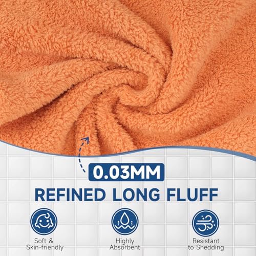 TEAWOO Coral Velvet Orange Washcloths 12 Pack, Highly Absorbent and Soft - Image 3