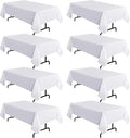 sancua 8 Pack White Tablecloth 60 x 102 Inch, Rectangle Table Cloth for 6 Feet Tables - Stain and Wrinkle Resistant Washable Polyester Table Cover for Dining Tables, Buffet Parties and Camping