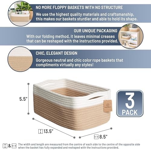 NaturalCozy 13.5”x8.5”x5.5” Storage Baskets - Image 2
