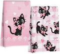 2 Pcs Pink Bow Cat Kitchen Towels 24x14 Inch, Cats Gifts Reuse Hand Towel by Jztco