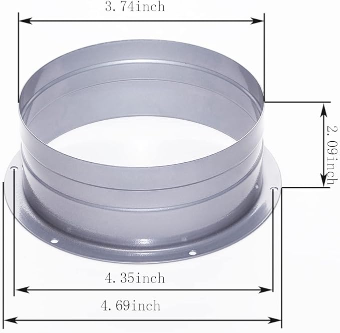 Duct Connector 4 Inch (3.74 inch) Flange Metal Straight Pipe Flange for Heating Cooling Ventilation System