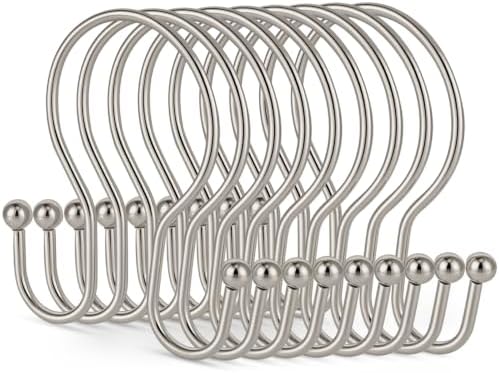 Resze 12PCS Shower Curtain Hooks, Sturdy Metal Nickel Shower Curtain Rings by Resze