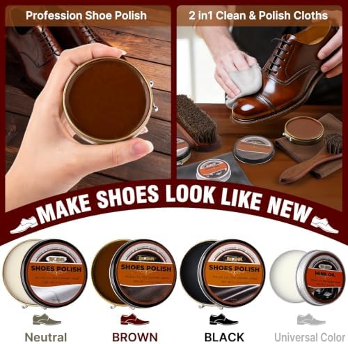 Shoe Polish Kit, Shoe Shine Kit 15-in-1 Leather Care Kit - Image 3