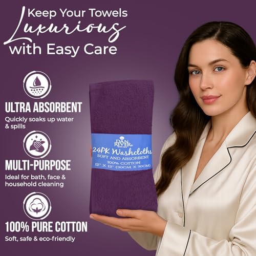 DAN RIVER 24 Pack Cotton Wash Cloths Set - Image 4