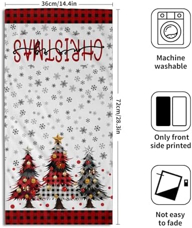 Merry Christma Hand Towels Set of 2 Xmas Trees Snowflake Decorative Towel - Image 2