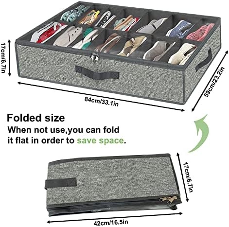 homyfort 28 Pairs Shoe Organizer Under Bed, Underbed Shoe Storage Boxes Bins - Image 3