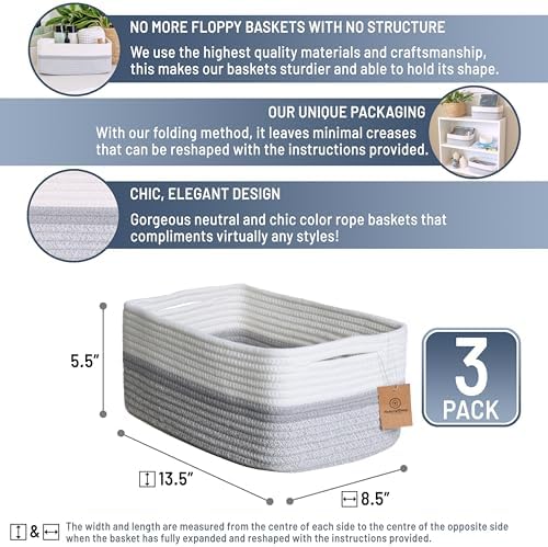 NaturalCozy 13.5”x8.5”x5.5” Storage Baskets - Image 2