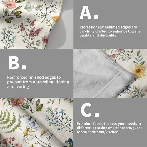 Watercolor Wildflowers Spring Summer Kitchen Towels 14"x28" Set of 2 Rustic - Image 5