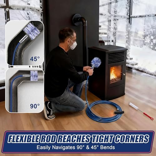 Pellet Stove Cleaning Brush Kit, 10FT Flexible Steel Rod - Image 6