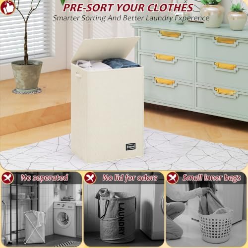 110L Laundry Hamper with Lid, Reinforced Sturdy Large Laundry Hamper with - Image 3