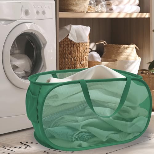 Collapsible Laundry Hamper Basket, Pop Up Mesh Foldable Bag - Image 2