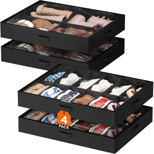 Lifewit Under Bed Shoe Storage Organizer 2 Pack, 4.3 Inches Profile Fabric by Lifewit