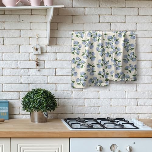 2 Pack Blue Hydrangea Floral Hand Towels - Image 2