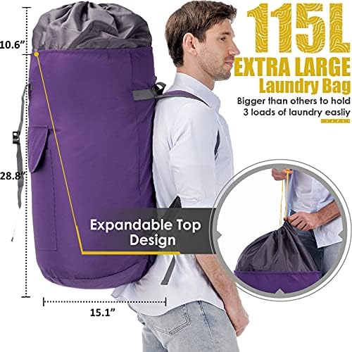 Backpack Laundry Bag, 115L Heavy Duty Extra Large College Laundry Backpack - Image 3