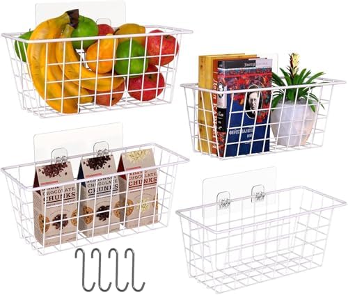 MaraFansie Wall Wire Baskets Adhesive Basket Hanging Kitchen Baskets No Drilling by MakeStorageMoreFun