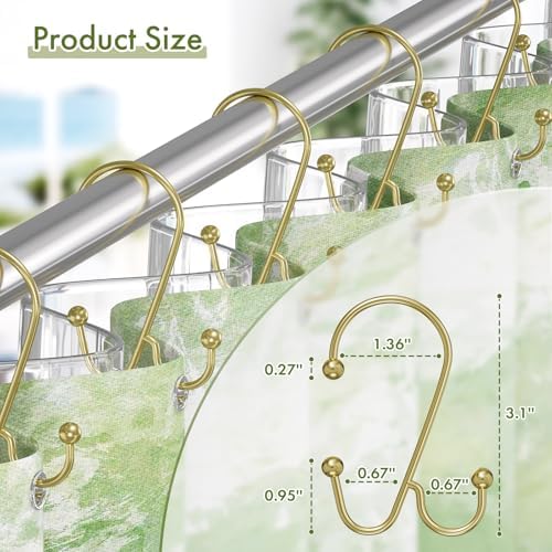 Bathway Shower Curtain Hooks Rings Gold, Double Shower Hooks - Image 6