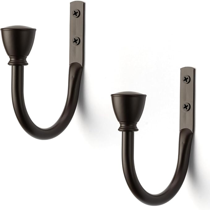 Farmhouse Curtain Holdbacks 2 Pack, Metal Curtain Side Holders by SIXZOONM