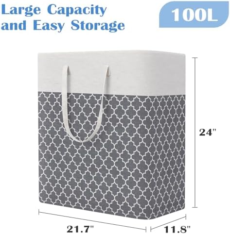 BlissTotes 3-Pack Laundry Basket, Laundry Hamper, Light Grey - Image 2