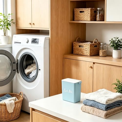 Magnetic Lint Bin with Lid for Laundry Room, Compact Plastic Dryer Lint Holder - Image 6
