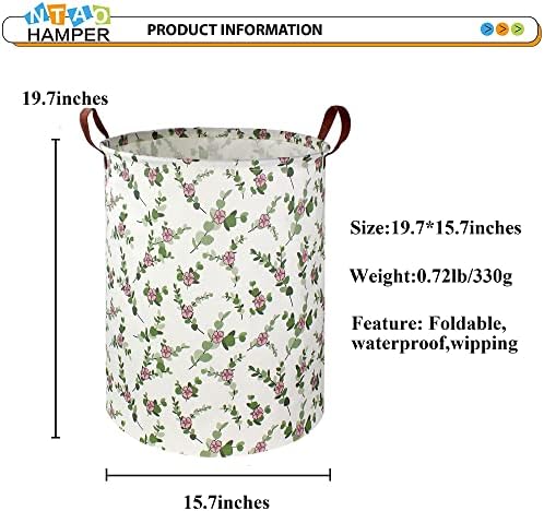 NTAOHAMPER Large Round Canvas Linen Laundry Hamper, Waterproof Storage Bin - Image 5