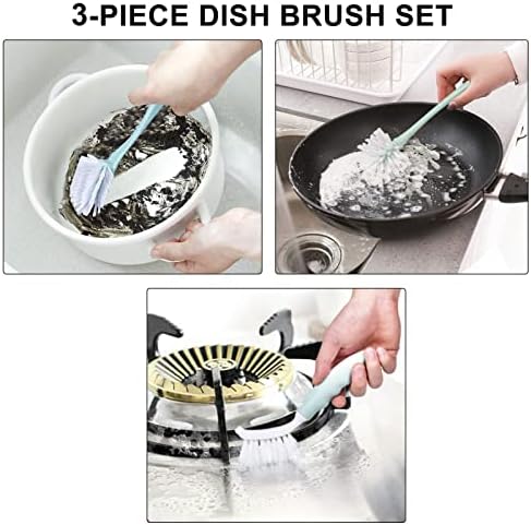 Dish Brush with Handle, Kitchen Deep Cleaning Dish Scrub Brush, 3 Pieces - Image 5