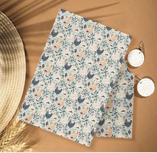 Rustic Floral Chicken Kitchen Towels, Chicken Lover Mom Lady Gifts Decorative - Image 2