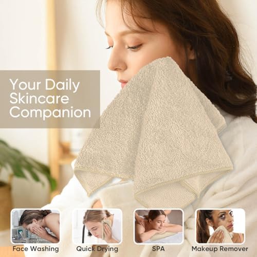 HOMEXCEL Washcloths 12PK, Ultra Soft&Highly Absorbent Face Towels, 12X12 in - Image 4