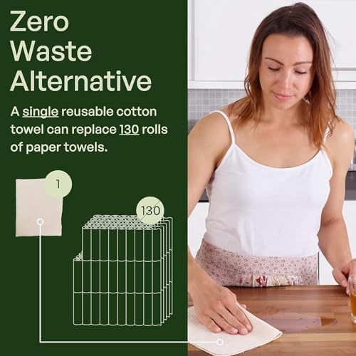 mioeco 5 Pack Reusable Kitchen Paper Towels, Large Size Cotton Dish Cloths - Image 5