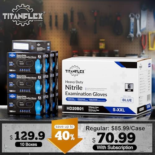TitanFlex Nitrile Exam Gloves, Heavy Duty Nitrile Gloves, Mechanic Disposable - Image 2