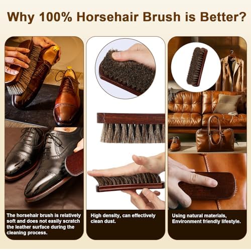 Professional 100% Horsehair Shoe Brush Premium Soft Horsehair Dauber Applicators - Image 2