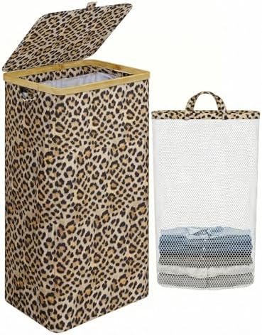 IEGrow Laundry Hamper with Lid, 110L Laundry Basket with Bag, Leopard Print by iEGrow