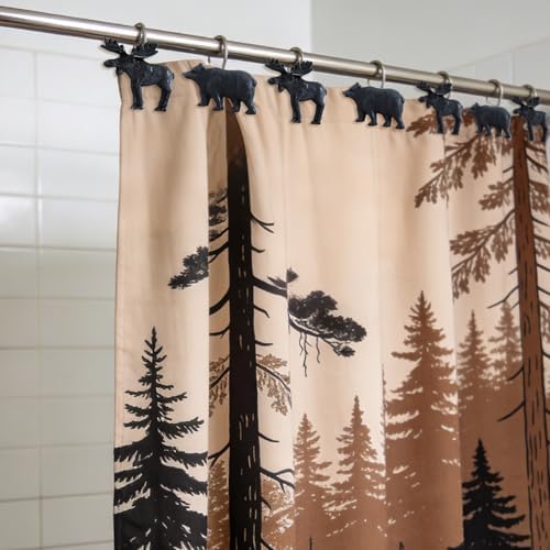 12-Piece Deer Bear Western Farmhouse Rustic Shower Curtain Hooks - Image 5