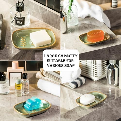 Miamolo Ceramic Soap Dish for Bathroom Sink, Bar Soap Holder Soap-Saving - Image 3