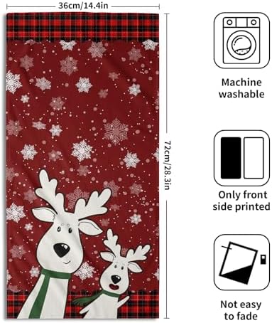 Winter Cute Deer Hand Towels Set of 2 Merry Christmas Red Black Red Buffalo - Image 2
