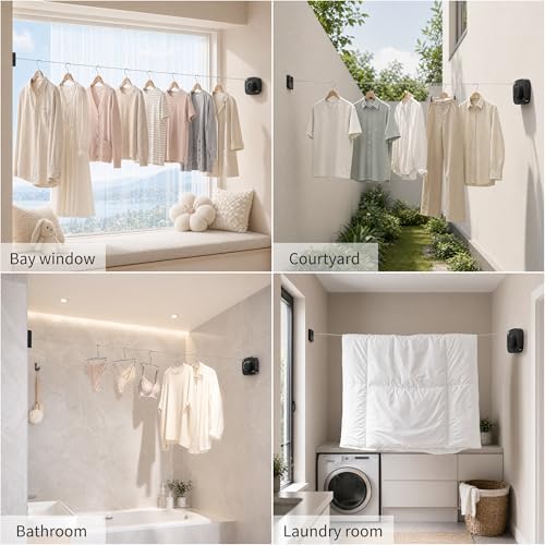 Retractable Clothesline Indoor/Outdoor, Portable Non-Sagging Wall Mounted - Image 6