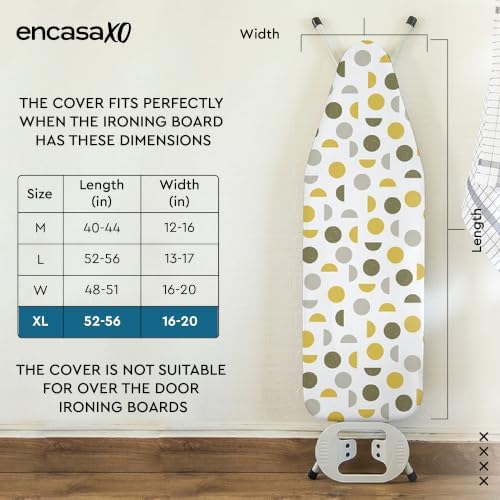 Encasa XO Ironing Board Cover and Pad, Thick Felt 54"x18" - Image 2