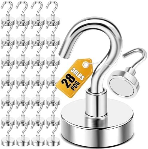 DIYMAG Magnetic Hooks, Strong Magents 28 Pack 30lbs by DIYMAG