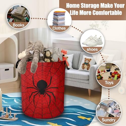 Red Spider Web Laundry Baskets, Laundry Hamper, Storage Basket - Image 3