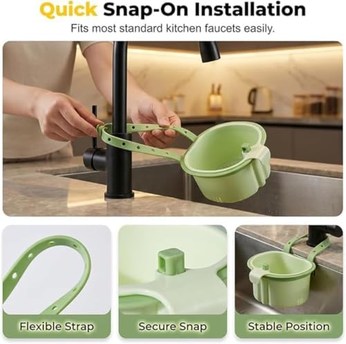 Sink Drain Strainer Self-Cleaning Faucet Hanging Filter Basket - Image 4
