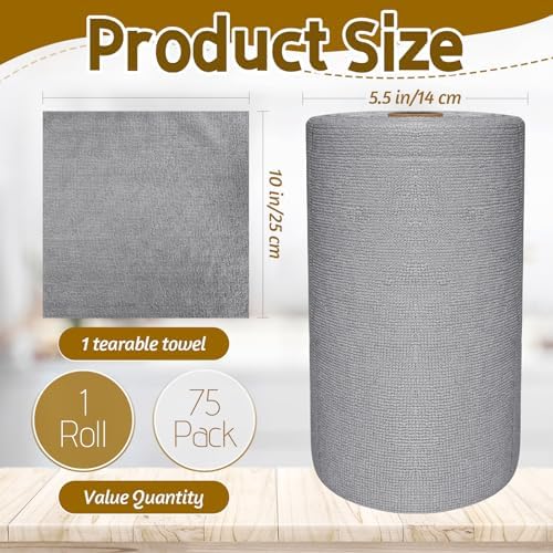 OJYUDD 75 Pack Microfiber Cleaning Cloth Roll, Reusable Tear Away Towels - Image 2