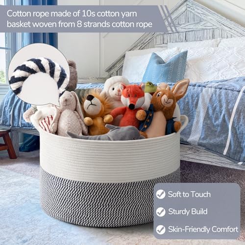 INDRESSME XXXLarge Woven Rope Blanket Basket Living Room Navy - Image 2