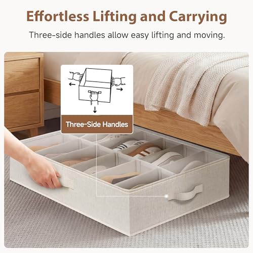 StorageWorks 2-Pack 24-Pair Underbed Shoe Storage Organizer, Linen Beige - Image 7