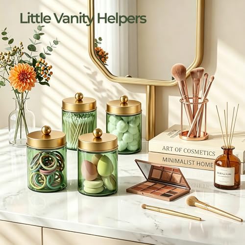 Amolliar Glass Apothecary Jar Qtip Holder w/Metal Lids - Image 5