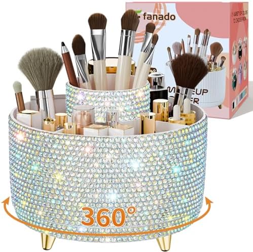 fanado Bling 360° Rotate Makeup Brush Holder Organizer, Makeup Organizers by Unknown