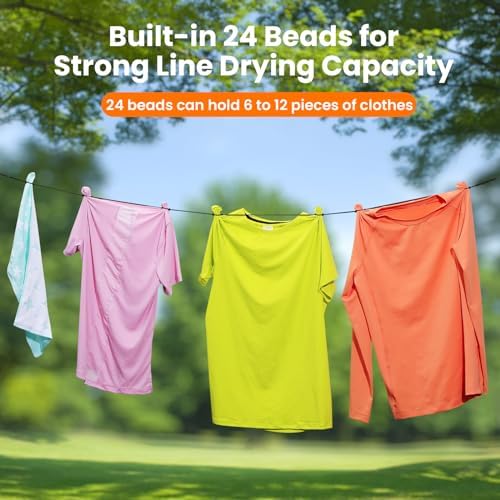 Compact Travel Clothesline Lightweight Camping Clothes Line, 24 Beads, 11.5 Feet - Image 3
