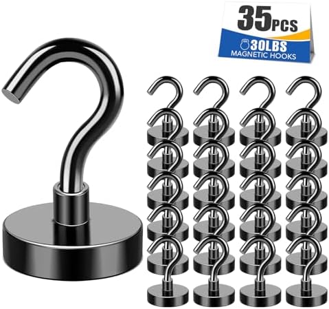 MIKEDE Black Magnetic Hooks 30Lbs Heavy Duty Magnets by MIKEDE