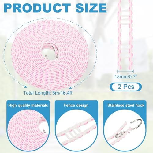 uxcell 2 Pcs Portable Travel Clothesline, 16.4ft Clothes Line Outdoors Travel - Image 2
