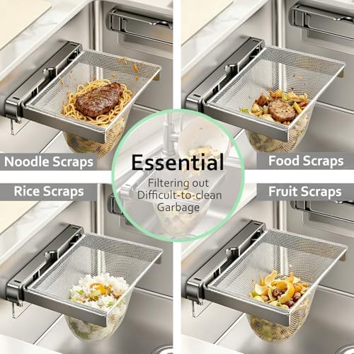 Kitchen Sink Strainer with Filter Mesh Bag, Food Waste Filter Basket, Folding - Image 4
