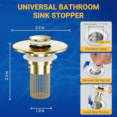 Bathroom Sink Drain Strainer, Pop-Up Bathroom Sink Stopper - Image 2